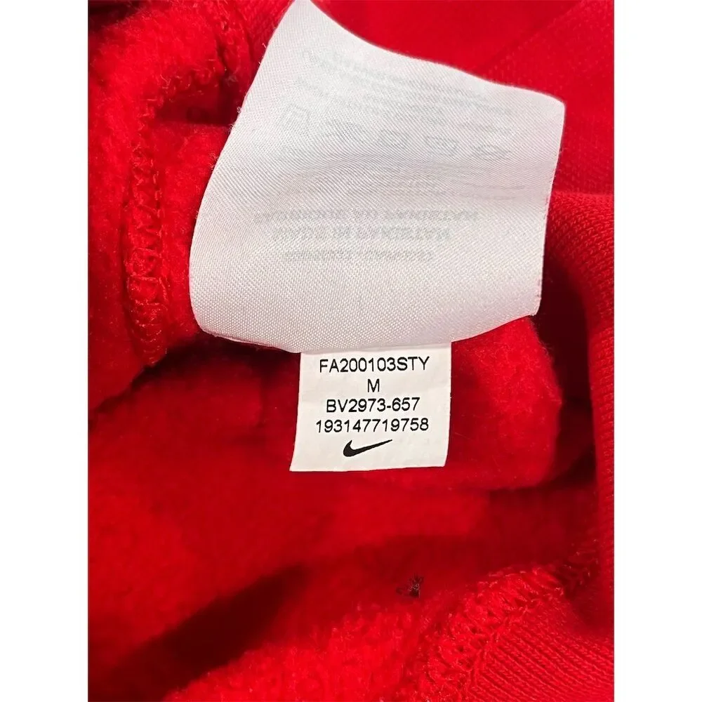 Nike Men's Red Pullover Hoodie Size M Long Sleeve Fleece with‎ Logo